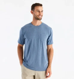 Free Fly Men's Bamboo Flex Pocket Tee -Ski Outlet Shop 16807 HEATHERDEEPWATER l