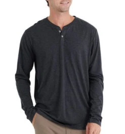 Free Fly Men's Bamboo Heritage Henley -Ski Outlet Shop 18108 HEATHERBLACK l