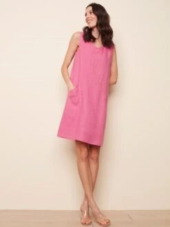 Charlie B Women's Sleeveless Linen V- Neck Dress