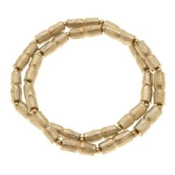 Canvas Jules Bamboo Stretch Bracelet Stack In Worn Gold - Set Of 2