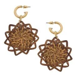 Canvas Riley Wicker Drop Hoop Earrings In Brown