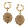 Canvas Gracie Wicker Ball Bead Drop Hoop Earrings In Natural