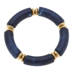 Canvas Lelani Resin Disc Stretch Bracelet -Ski Outlet Shop 18343 NAVY l