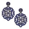 Canvas Emmy Filigree Resin Statement Earrings In Navy