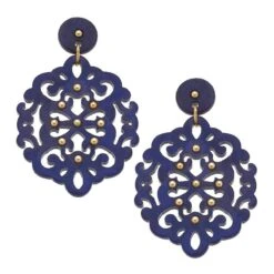 Canvas Emmy Filigree Resin Statement Earrings In Navy