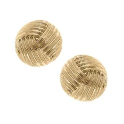 Canvas Miriam Ribbed Metal Stud Earrings In Worn Gold