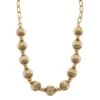 Canvas Jade Ribbed Metal Chain Link Necklace In Worn Gold