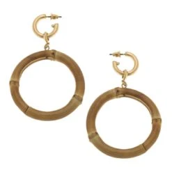 Canvas Felicity Bamboo Drop Hoop Earrings In Natural