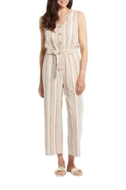 Tribal Women's Sleeveless Striped Jumpsuit