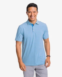 Southern Tide Men's Brrr- Eeze Shores Striped Performance Polo Shirt