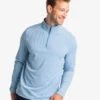 Southern Tide Men's Cruiser Heather Micro- Stripe Performance Quarter Zip Pullover