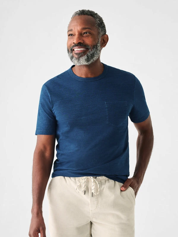 Faherty Men's Short- Sleeve Indigo Pocket Tee Faherty Men's Short- Sleeve Indigo Pocket Tee -Ski Outlet Shop 20549 DARKINDIGOWASH l