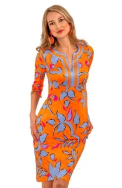 Gretchen Scott Women's Jersey Split Neck Dress - Full Bloom