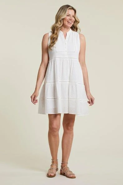 Tribal Women's Cotton Eyelet Dress Tribal Women's Cotton Eyelet Dress -Ski Outlet Shop 20713 WHITE l