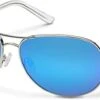 Suncloud Aviator Sunglasses (Silver, Polarized Blue Mirror Lens)