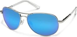 Suncloud Aviator Sunglasses (Silver, Polarized Blue Mirror Lens)