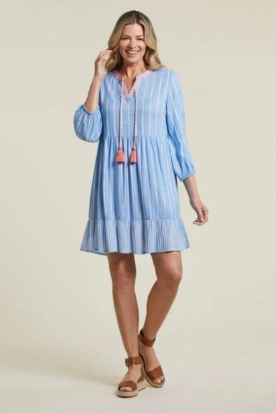 Tribal Women's Embroidered Tassel- Accent Dress Tribal Women's Embroidered Tassel- Accent Dress -Ski Outlet Shop 20909 BLUEBAZR l