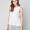 Charlie B Women's Sleeveless Linen Top With Side Buttons