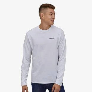 Patagonia Mens Long- Sleeved Line Logo Ridge Responsibili- Tee Patagonia Mens Long- Sleeved Line Logo Ridge Responsibili- Tee -Ski Outlet Shop 38517 WHI EK1